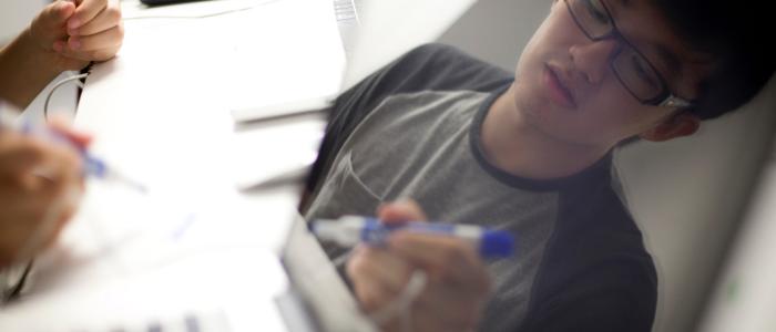 Student doing research