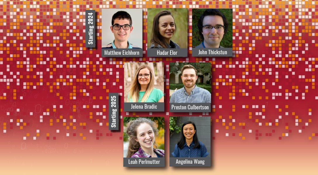 A color photo showing 7 new faculty members