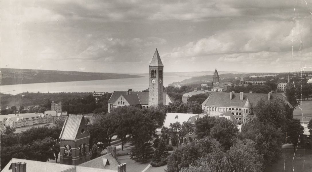 Old Cornell photo of Cayuga Lake panorama