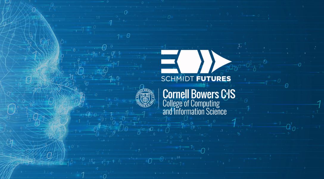 A graphic illustration with the text "Schmidt Futures" and "Cornell Bowers CIS"