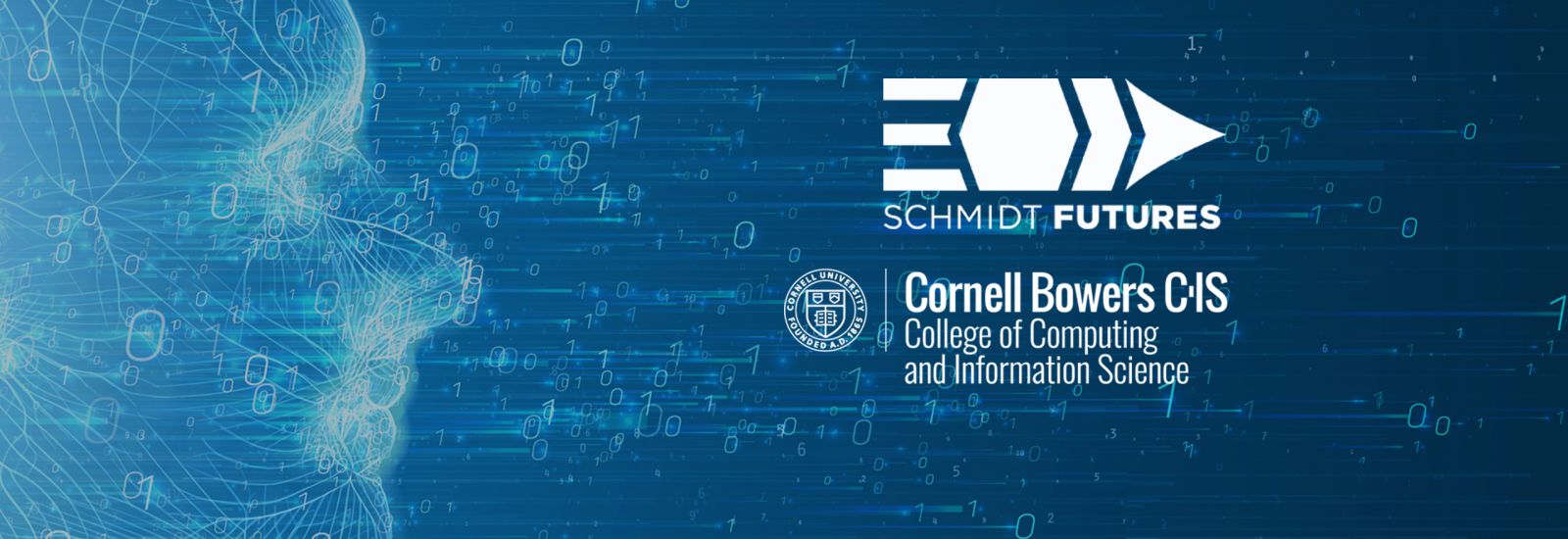 Cornell joins Schmidt AI in Science postdoc research initiative 的图解说明文本“施密特期货”和“康奈尔Bowers独联体”