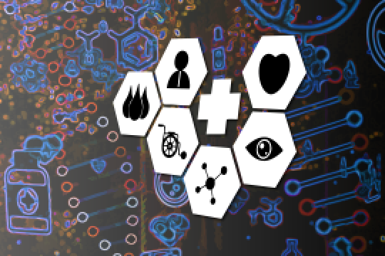 A color graphic showing the concept of AI in medicine